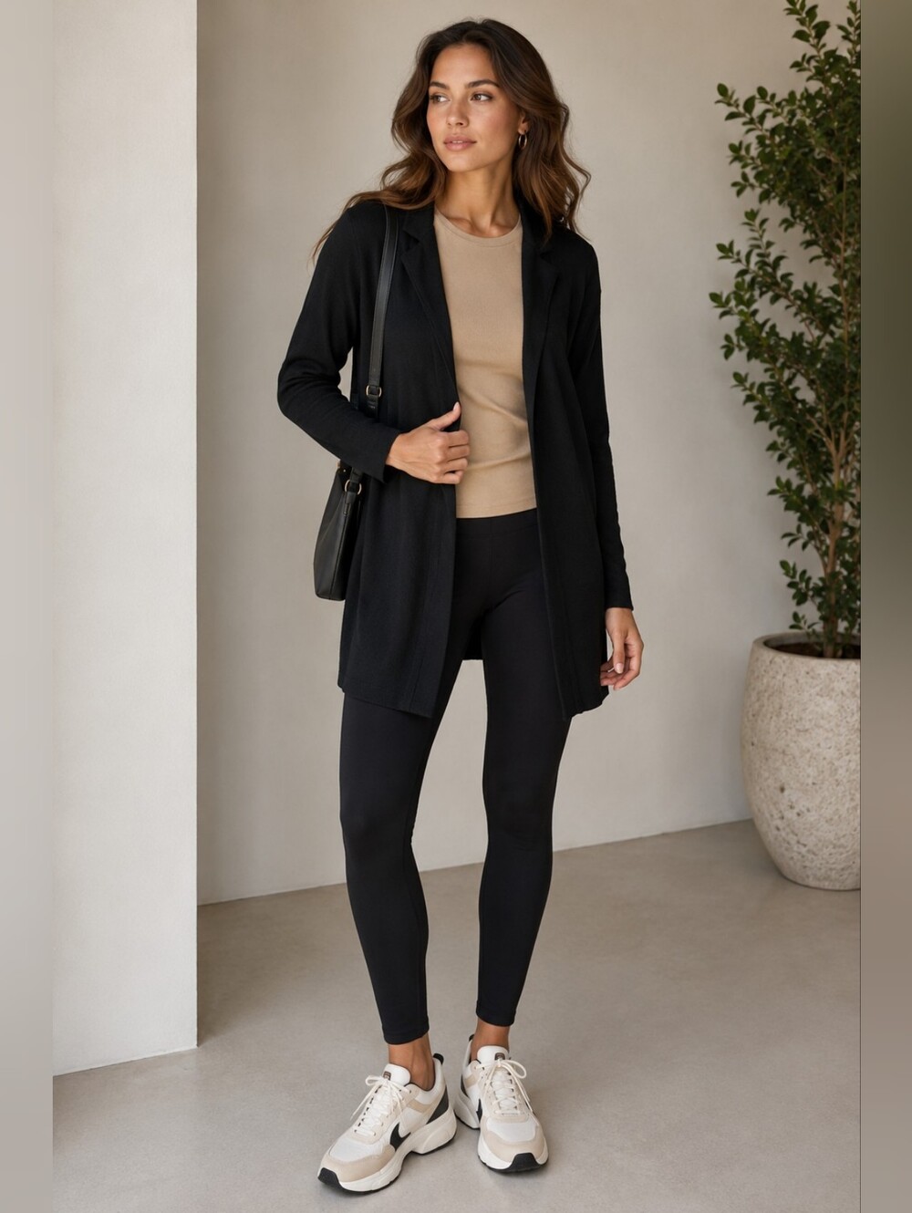 KARL LAGERFELD PARIS Black Open Front Knit Cardigan Sweater